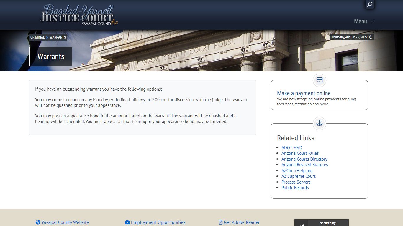 Warrants - Welcome to Yavapai County Courts' Official Website