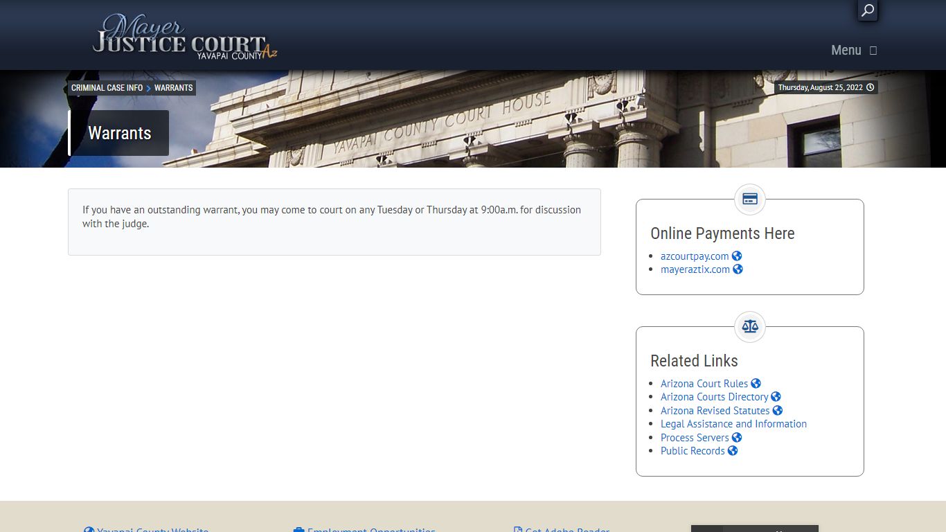 Warrants - Welcome to Yavapai County Courts' Official Website