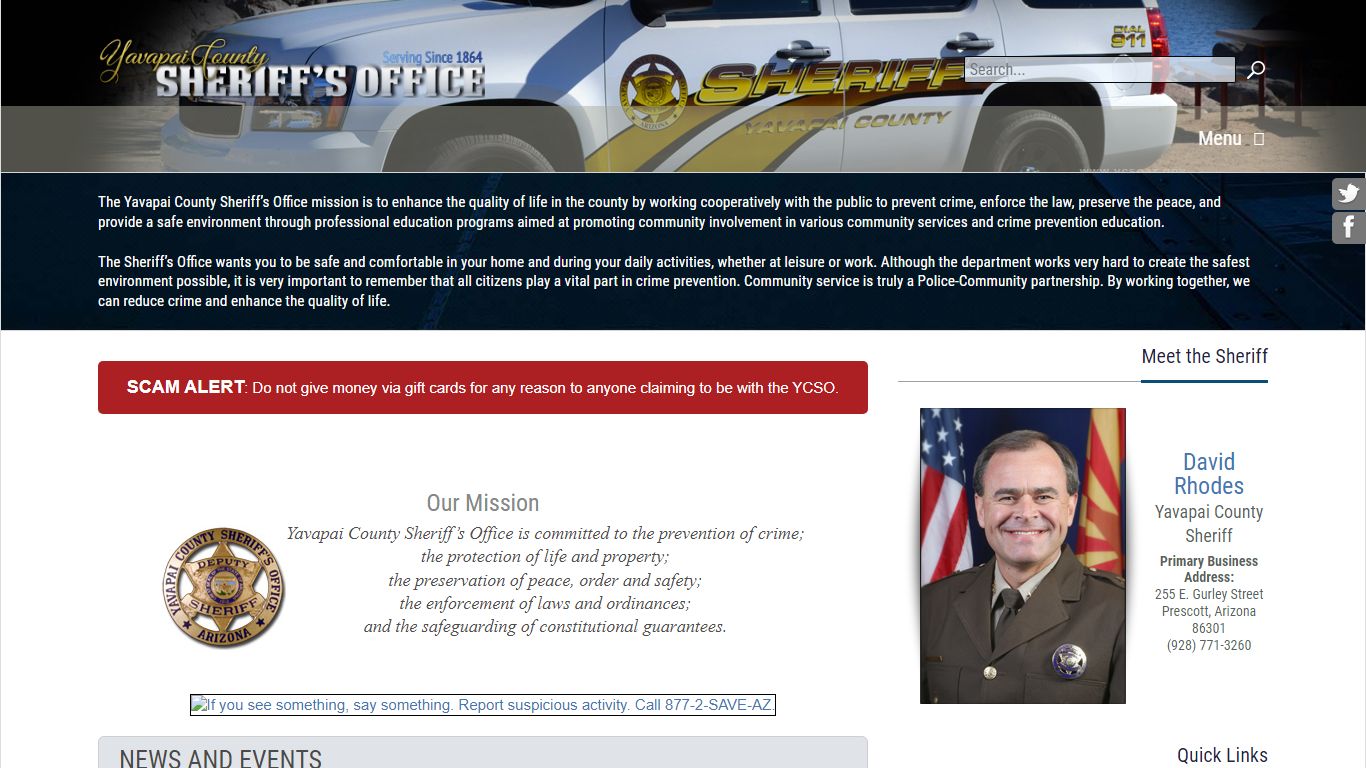 Yavapai County Sheriff's Office Home page